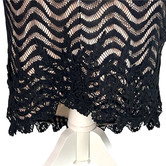 Nikibiki Black Lace Halter Cocktail Dress Size M Scalloped Hem - Picture 4 of 11